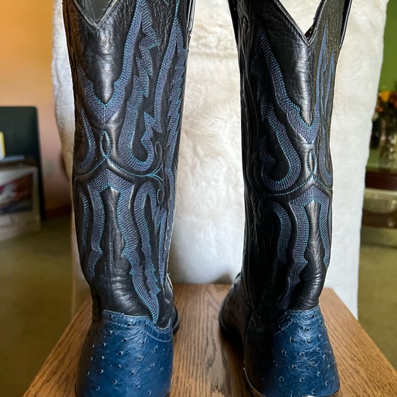 Genuine Indigo Blue Ostrich Cowboy Boots - Picture 8 of 8
